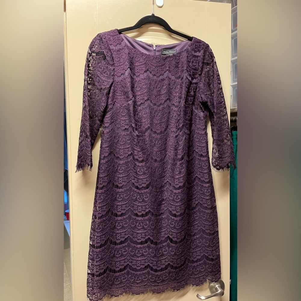 Jessica Howard 3/4 Sleeve Lace Shift Dress - Picture 1 of 3